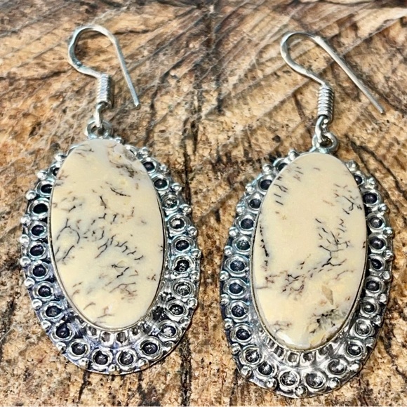 “Stone of Plentitude” Dendritic Agate Earrings 2” - Picture 14 of 14